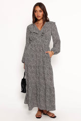 Sophie Long Sleeve Maxi Dress - Black/Ivory