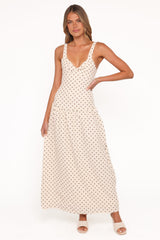 Sophina Midi Dress - Black Polka Dot