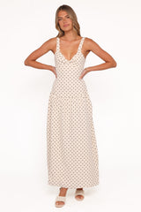 Sophina Midi Dress - Black Polka Dot