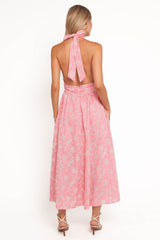 Taila Halterneck Midi Dress - Pink
