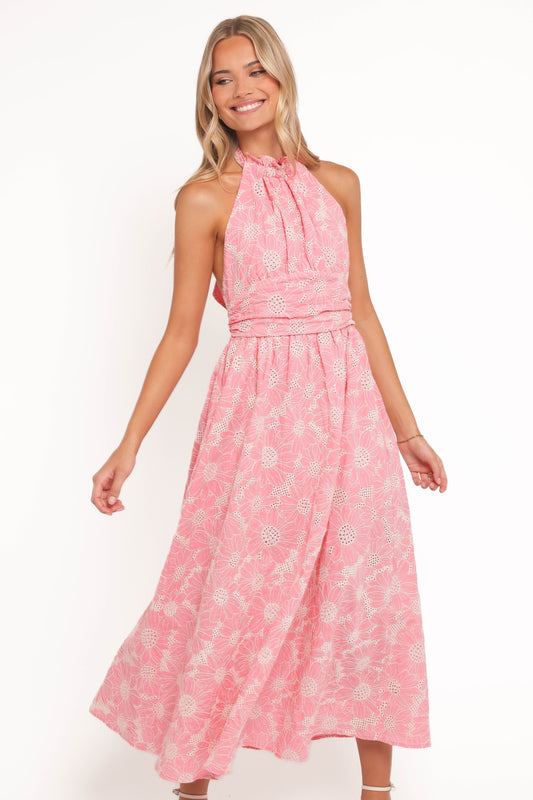 Taila Halterneck Midi Dress - Pink