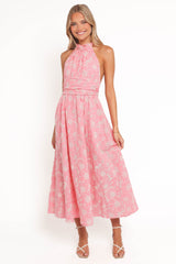 Taila Halterneck Midi Dress - Pink