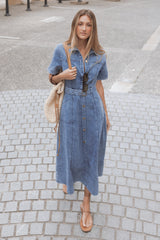 Tamara Maxi Dress - Med Denim