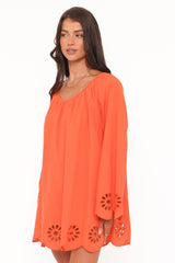 Tampa Long Sleeve Mini Dress - Orange