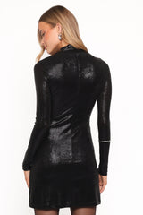 Taylor Metallic Mini Dress - Black