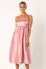 Teagan Bow Back Midi Dress - Soft Pink