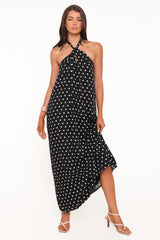 Theophania Maxi Dress - Black Polka Dot