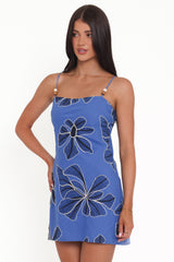 Tigris Mini Dress - Blue Floral