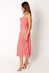 Tyler Strapless Midi Dress - Watermelon