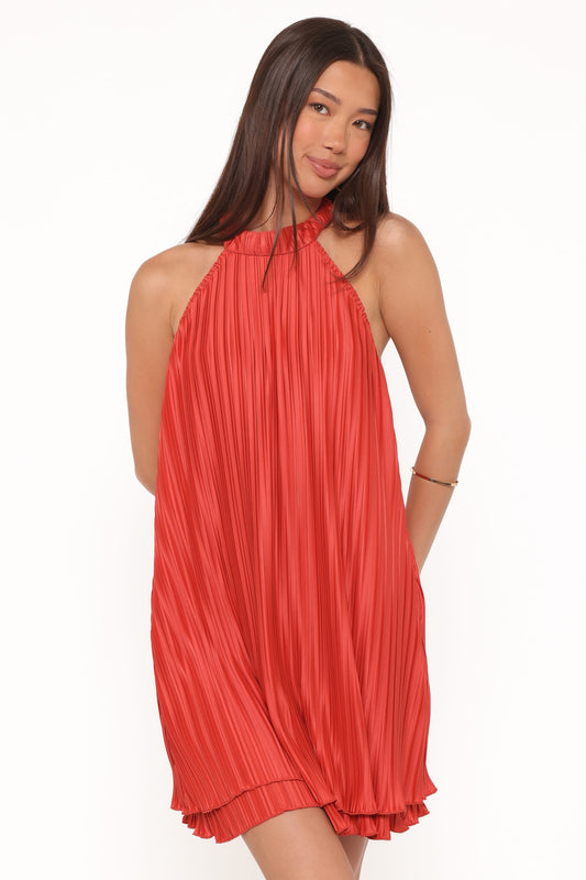 Tyra Halterneck Mini Dress - Red