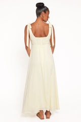Valara Tie Shoulder Maxi Dress - Butter Yellow