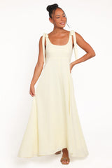 Valara Tie Shoulder Maxi Dress - Butter Yellow