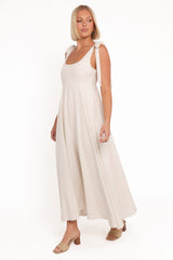 Valara Tie Shoulder Maxi Dress - Oatmeal