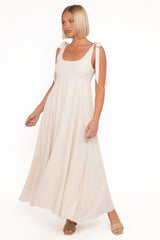 Valara Tie Shoulder Maxi Dress - Oatmeal