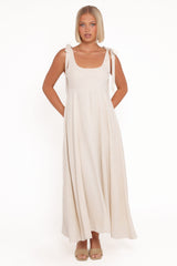 Valara Tie Shoulder Maxi Dress - Oatmeal