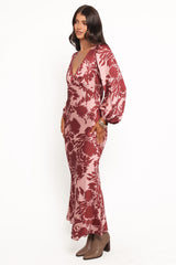Varly Long Sleeve Dress - Pale Burgundy
