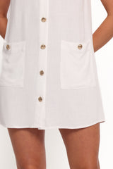 Velvette Mini Button Down Dress - White