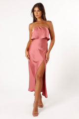 Vienna Strapless Midi Dress - Dusty Rose