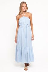 View Halterneck Maxi Dress - Pale Blue