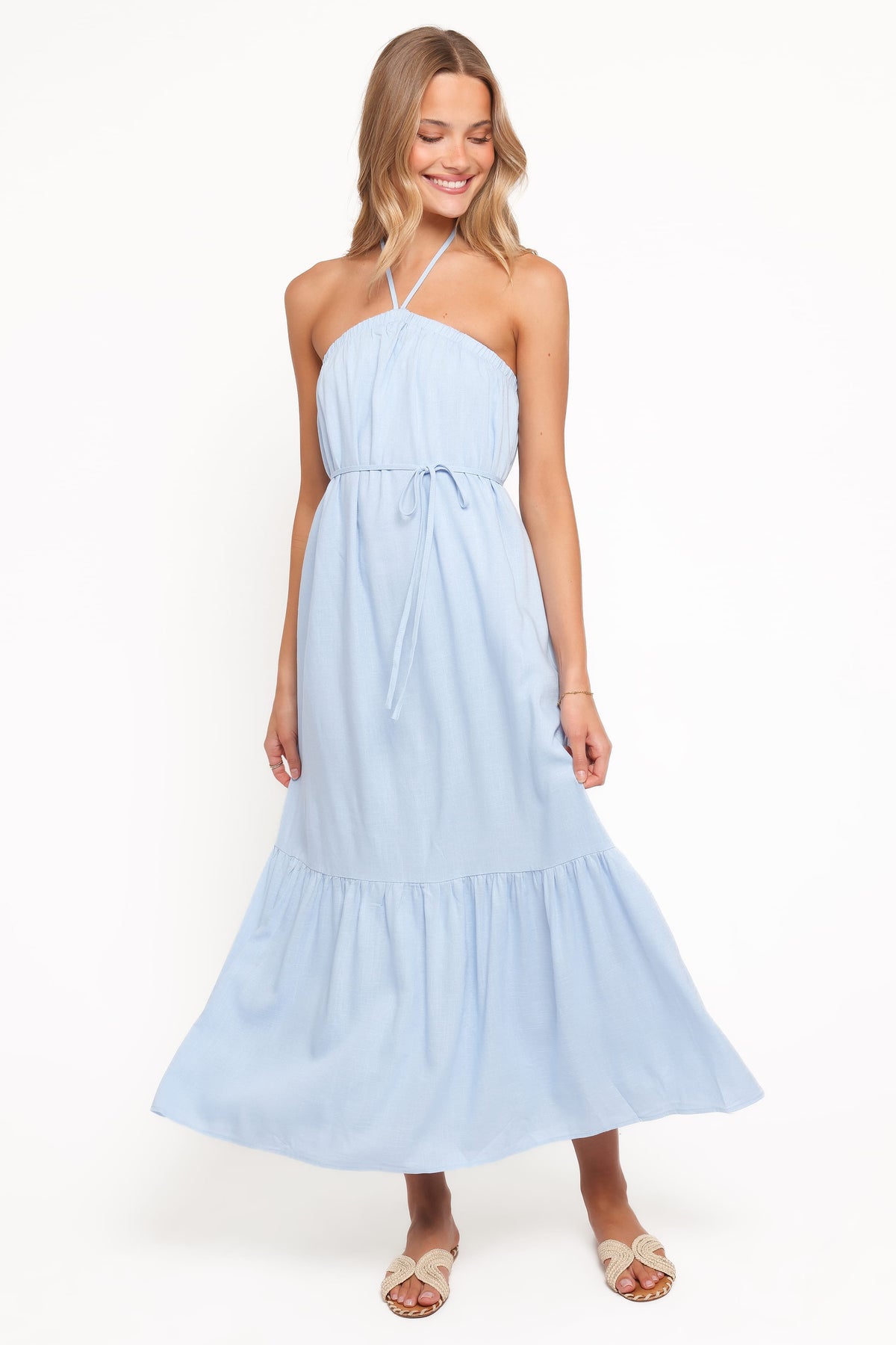 View Halterneck Maxi Dress - Pale Blue