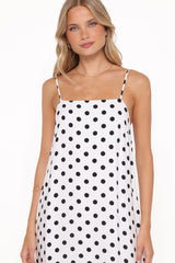 Virgo Maxi Dress - White Polka Dot