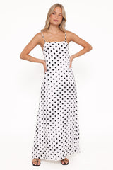 Virgo Maxi Dress - White Polka Dot