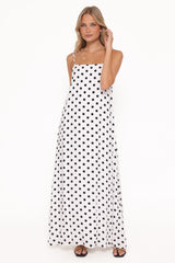 Virgo Maxi Dress - White Polka Dot
