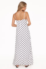 Virgo Maxi Dress - White Polka Dot