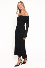 Wilma Off Shoulder Dress - Black