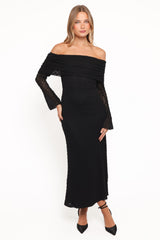 Wilma Off Shoulder Dress - Black