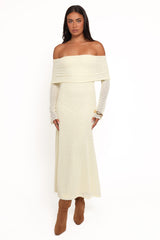 Wilma Off Shoulder Dress - Butter Yellow