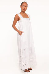 Winora Midi Dress - White Broderie