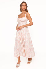 Wisteria Midi Dress - Peach Ditsy Floral