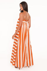 Yanika Maxi Dress - Orange/White Stripe
