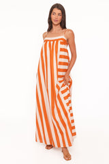 Yanika Maxi Dress - Orange/White Stripe