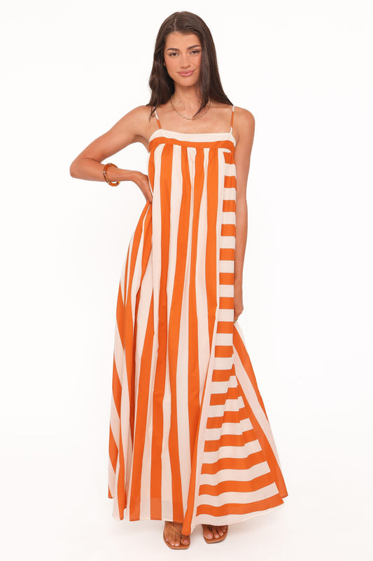 Yanika Maxi Dress - Orange/White Stripe