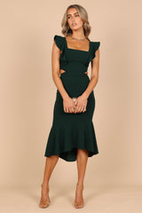 Yvonne Hi Lo Midi Dress - Emerald