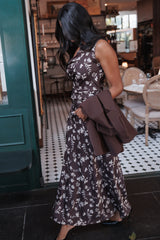 Zafira Midi Dress - Brown Cream Floral