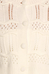 Aidy Crop Button Front Cardigan - White