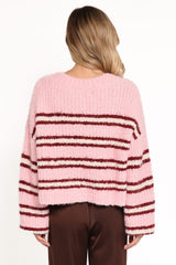 Albertine Cardigan - Pink Stripe
