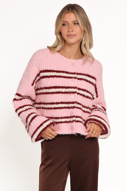 Albertine Cardigan - Pink Stripe
