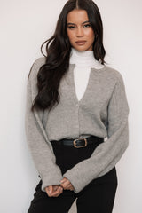Astor Classic Button Up Cardigan - Light Grey
