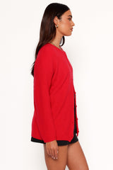Astor Classic Button Up Cardigan - Red