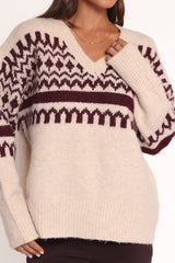 Astrid Sweater - Beige Cherry