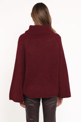 Bindy Cowlneck Knit Sweater - Wine