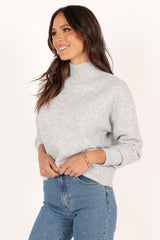 Brianna Mockneck Knit Sweater - Heather Grey
