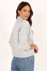 Brianna Mockneck Knit Sweater - Heather Grey