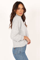 Brianna Mockneck Knit Sweater - Heather Grey