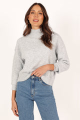 Brianna Mockneck Knit Sweater - Heather Grey