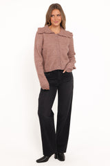 Carmello Frill Collar Cardigan - Mocha